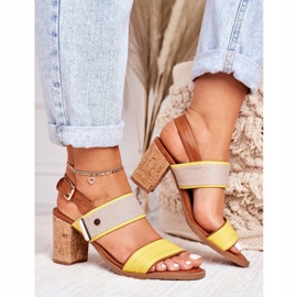 EVE Emma's Yellow Sandals On A Cork Bar brown 2