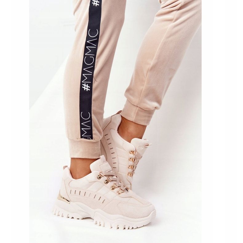 PS1 Women's Beige Sneakers Good Mood On Large Sole 2