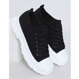 Black women's sneakers (white sole) LA122 Black 1