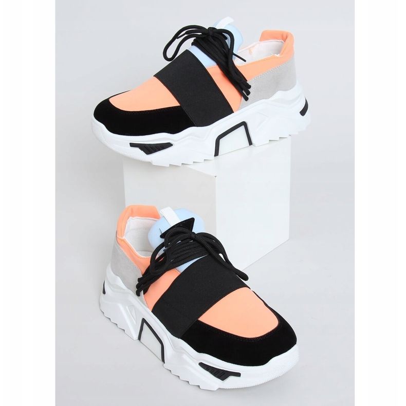 High-soled sports shoes VL127 Black pink grey 1
