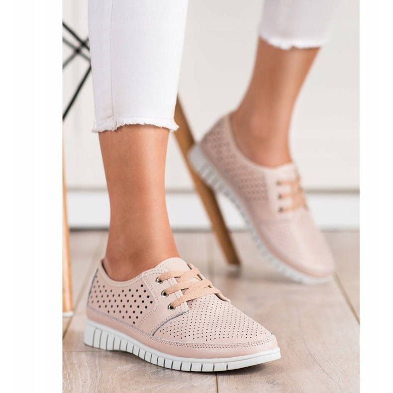 Kylie Leather Brogues On The Platform pink 2