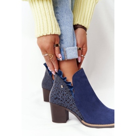 Women's leather boots on a high heel Maciejka Navy blue 04833-17 1