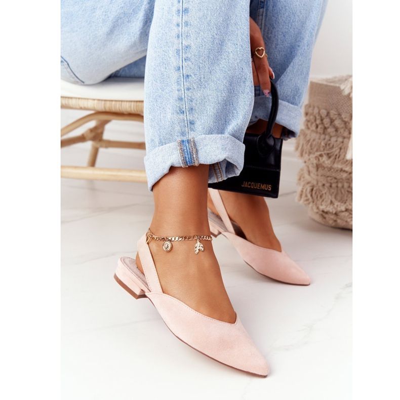 S.Barski Suede Ballerinas On High Heels S. Barski Pink 2