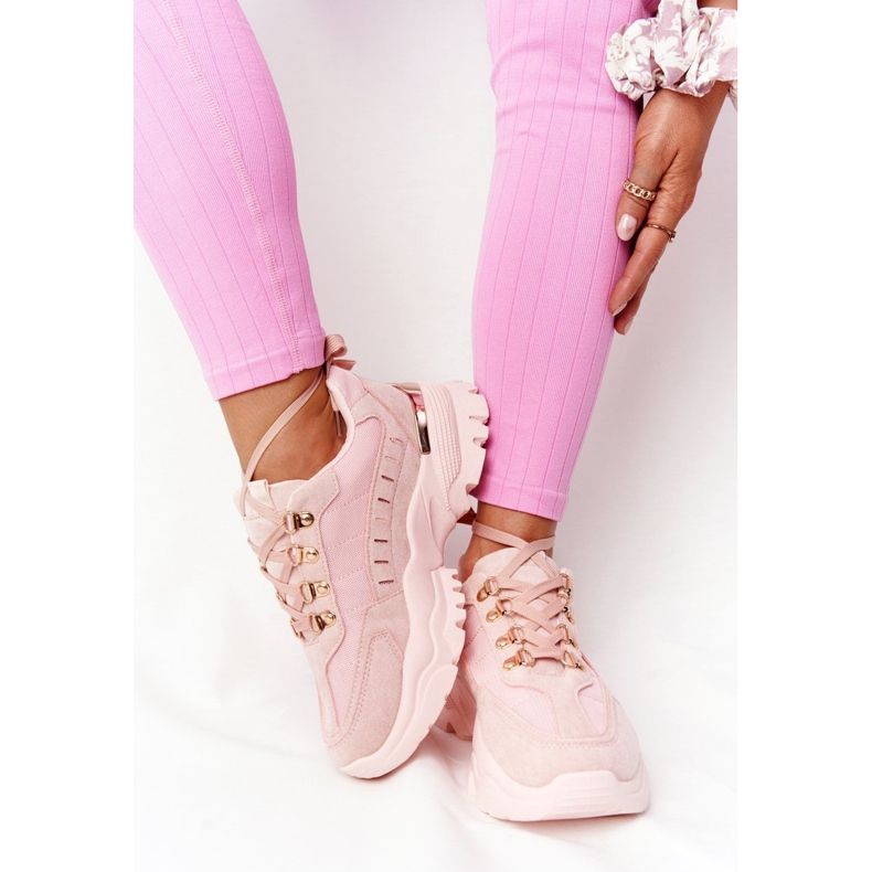 PS1 Women's Sneakers On Large Sole Pink Good Mood 1