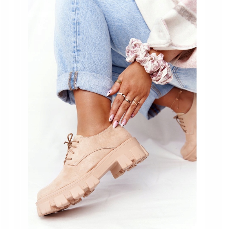 PS1 Women's Oxfords Suede Shoes On The Nude Imogen Platform beige pink 2