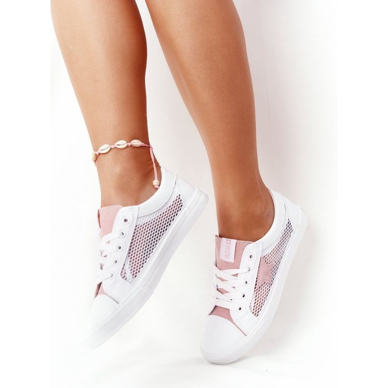 Women's Sneakers With Mesh Big Star DD274688 White-Pink 2 Women's Sneakers With Mesh Big Star DD274688 White-Pink 2