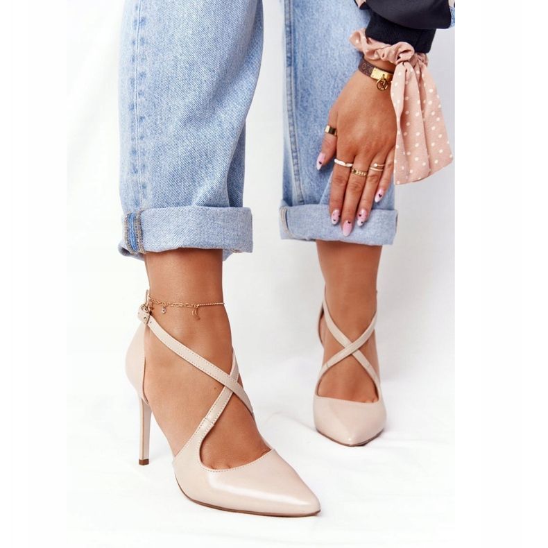 PV3 Elegant Leather High Heels Visconi 7400 Beige 1