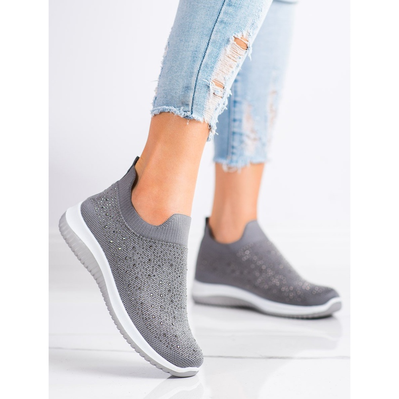Renda Slip-on Sneakers For Spring grey 1