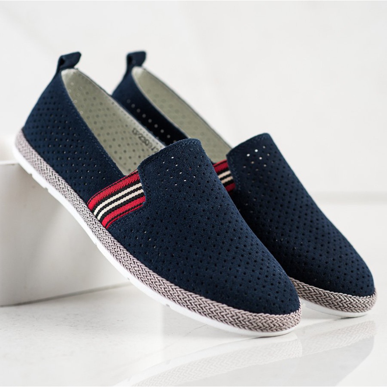 Filippo Navy Leather Slipons navy blue blue 1