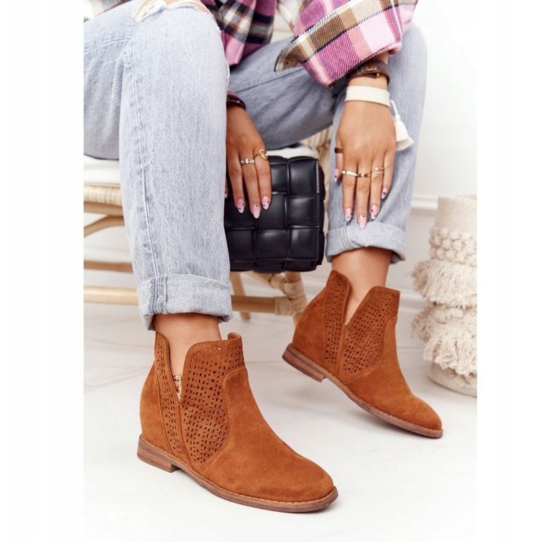 S.Barski Openwork boots on the wedge S. Barski Camel brown 2