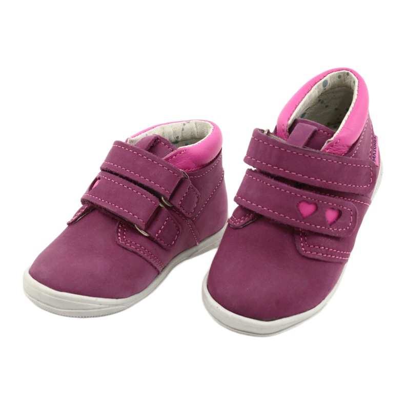 Mazurek Leather sports shoes with Velcro 1355 fuchsia-pink 2