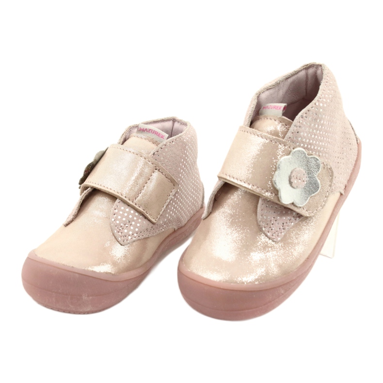 Mazurek Leather sports shoes with velcro 1101 gold satin pink 1 Mazurek Leather sports shoes with velcro 1101 gold satin pink 1