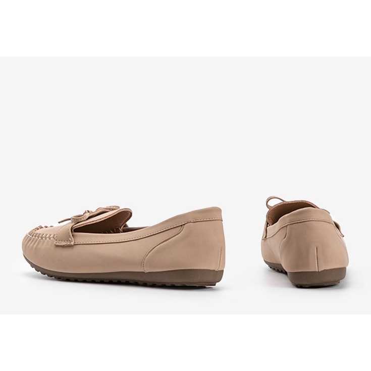 Beige matte loafers with a Deborah bow 1