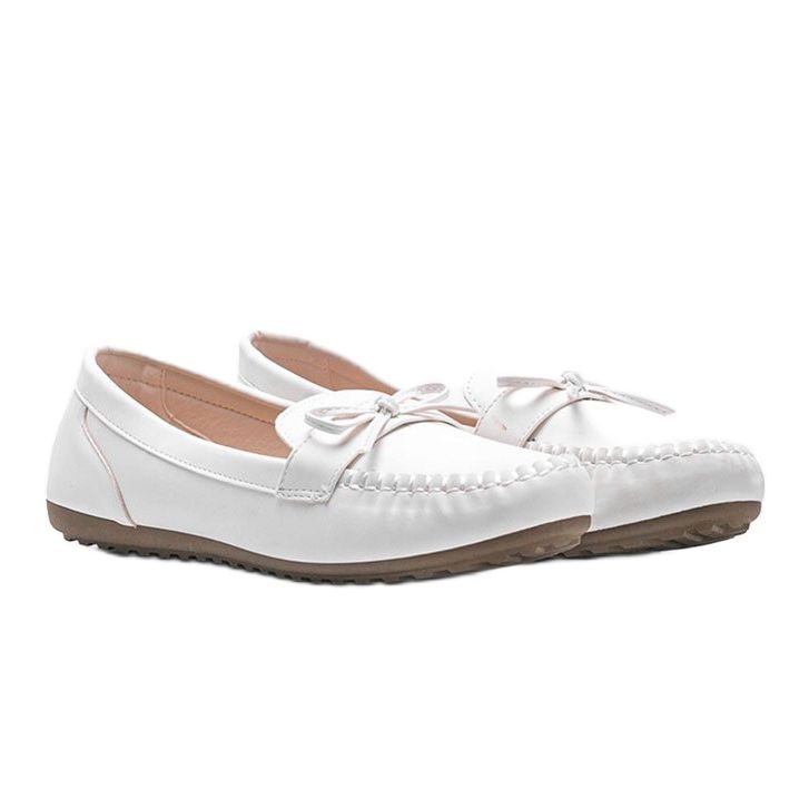 White matte loafers with a Deborah bow 1