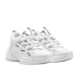 White sneakers with silver Guadalupe inserts 1