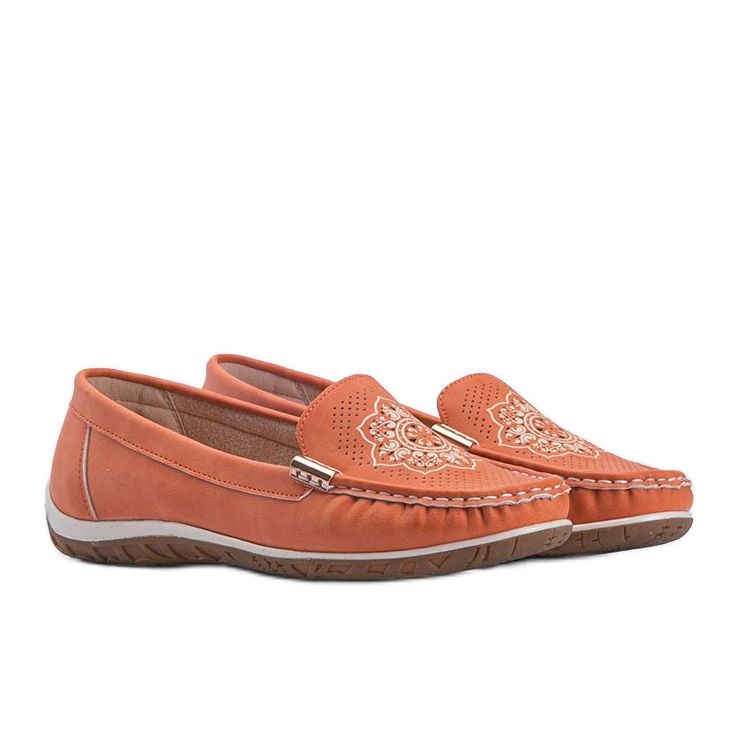 Orange openwork Lucy loafers 1