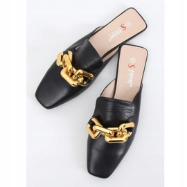 Black T500P Black slippers with a chain 1