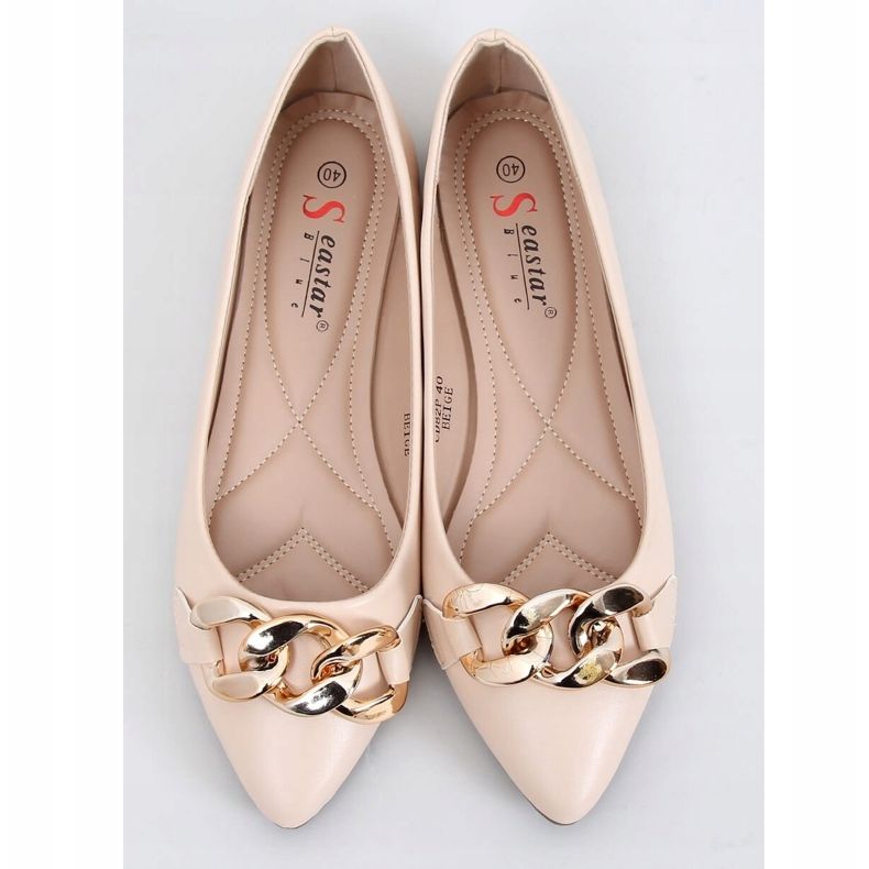 Beige ballerinas with chain CD82P Beige 1