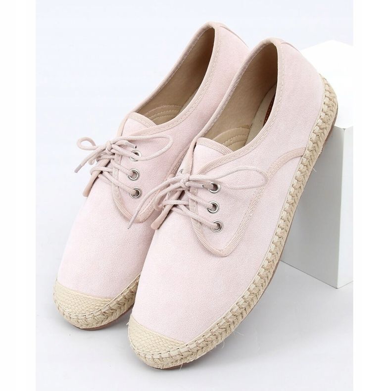 Ladies' beige espadrilles 77-196 Nude 1