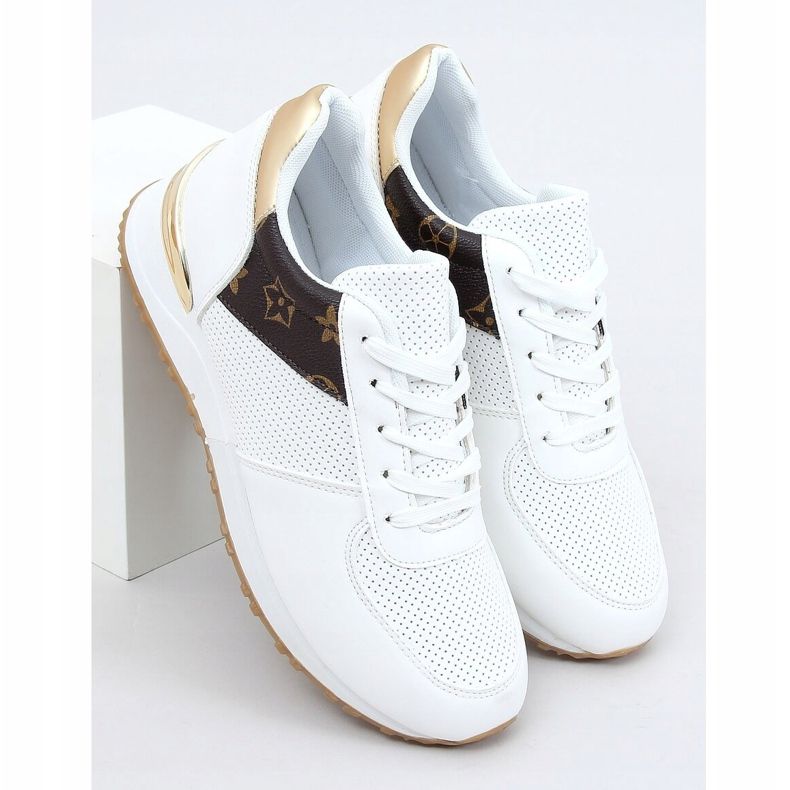 White sports shoes for women J2140 WHITE / BROWN 1
