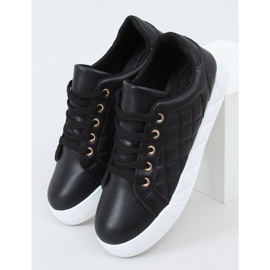 Black quilted women's sneakers BL232P Black 1
