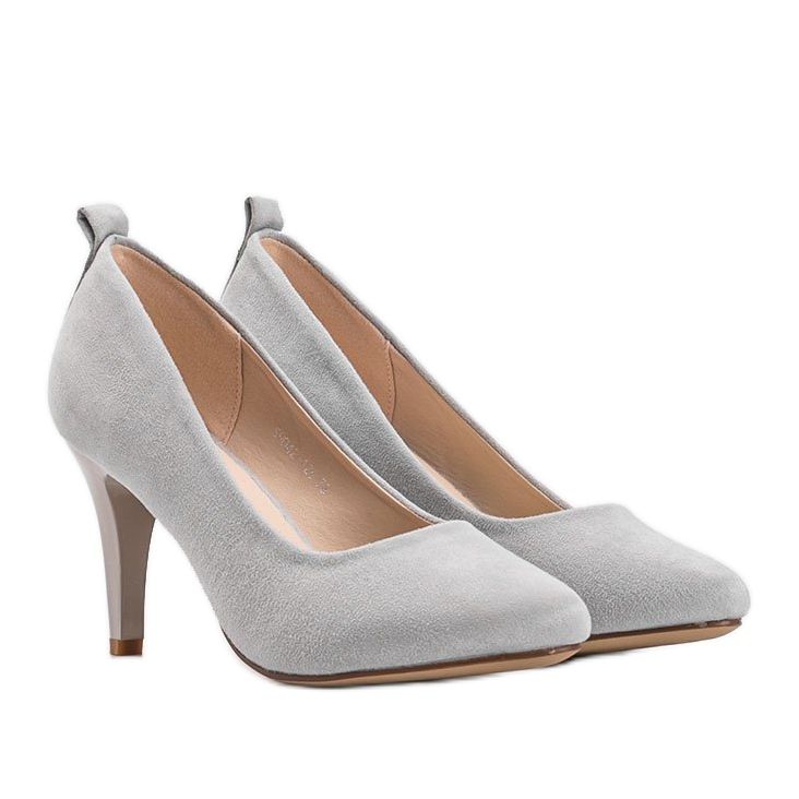 Gray pumps on a Cameron heel grey 1