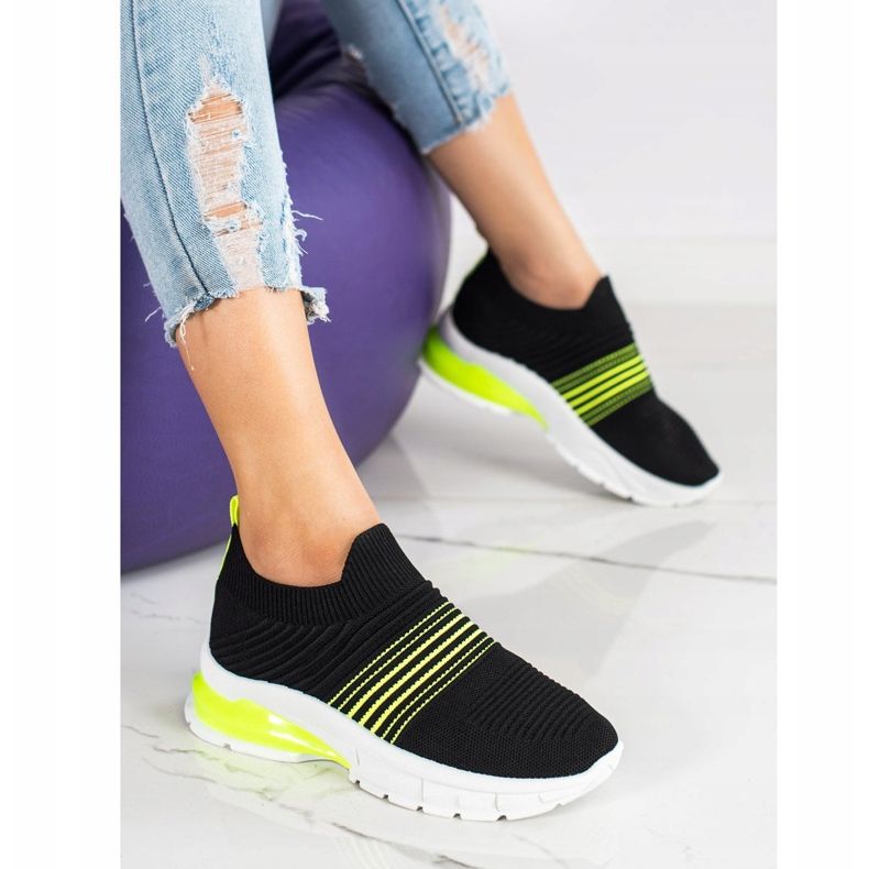SHELOVET Spring Openwork Sneakers black yellow 2