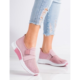 SHELOVET Sports shoes with crystals pink 2