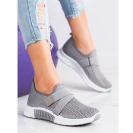 SHELOVET Sports shoes with crystals grey 1