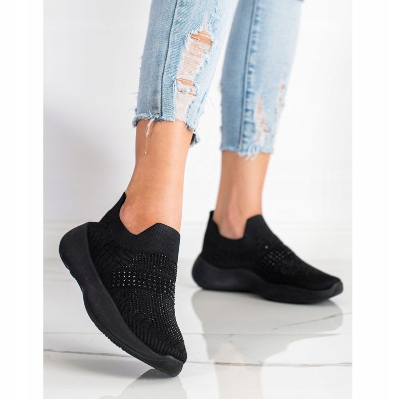 Renda Black Sneakers With Crystals 1