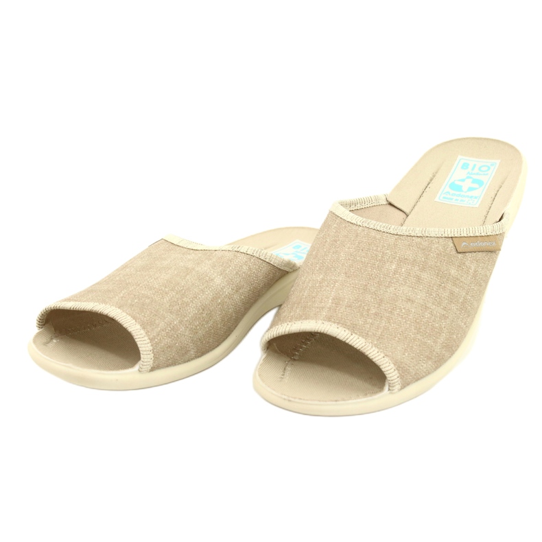 Linen slippers for women Adanex 25970 beige 1