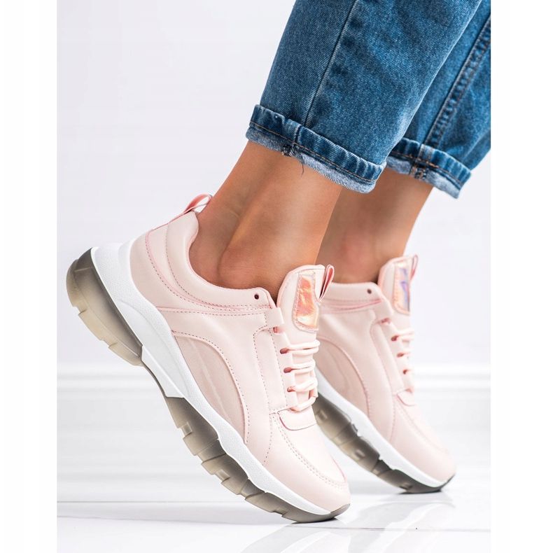 SHELOVET Pink Sneakers With Eco Leather 2 SHELOVET Pink Sneakers With Eco Leather 2