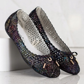 S. BARSKI Stylish openwork ballerinas multicolored 1