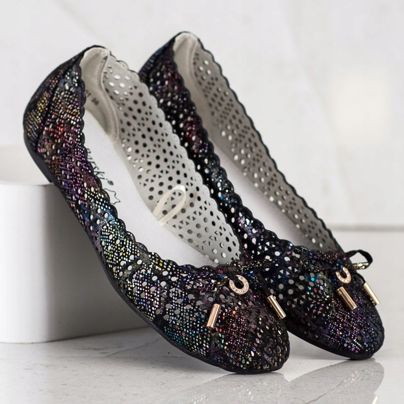 S. BARSKI Stylish openwork ballerinas multicolored 1