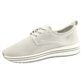 Women's sports leather shoes Jezzi 21PB32-3617 silver 1