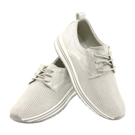 Women's sports leather shoes Jezzi 21PB32-3617 silver 4
