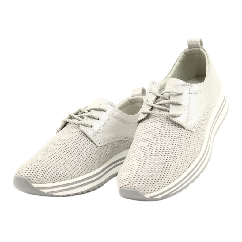 Women's sports leather shoes Jezzi 21PB32-3617 silver 2