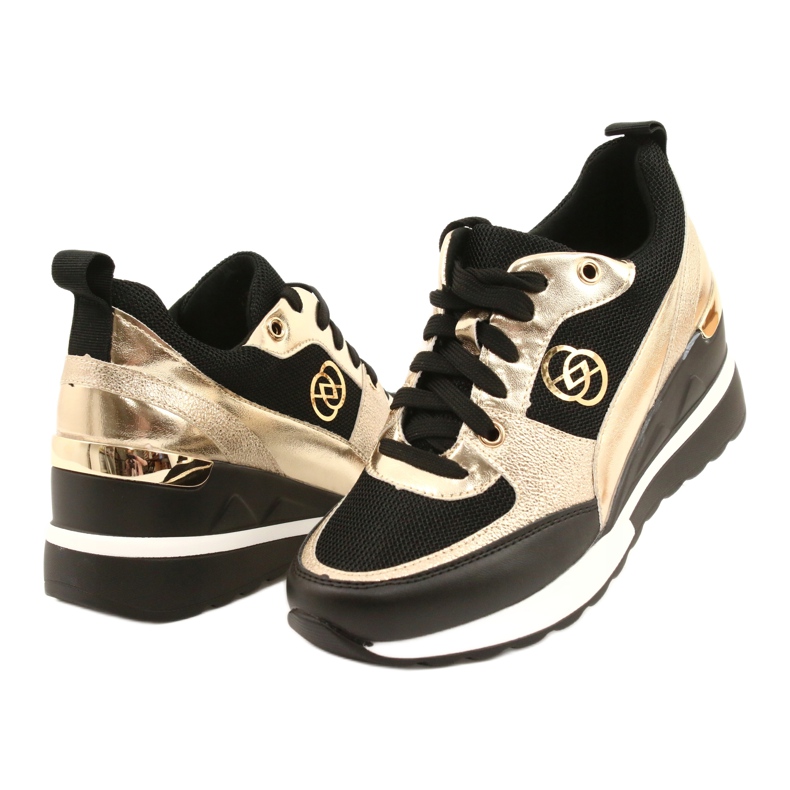 Evento Women's Wedge Sneakers 21PB35-4001 Black Gold Roxet golden 3