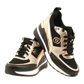 Evento Women's Wedge Sneakers 21PB35-4001 Black Gold Roxet golden 4