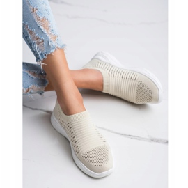 Ideal Shoes Comfortable openwork sneakers beige 2