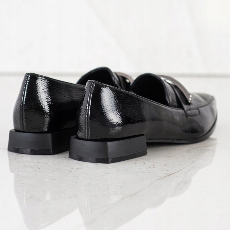 S. BARSKI Lacquered Moccasins In Spitz black 1