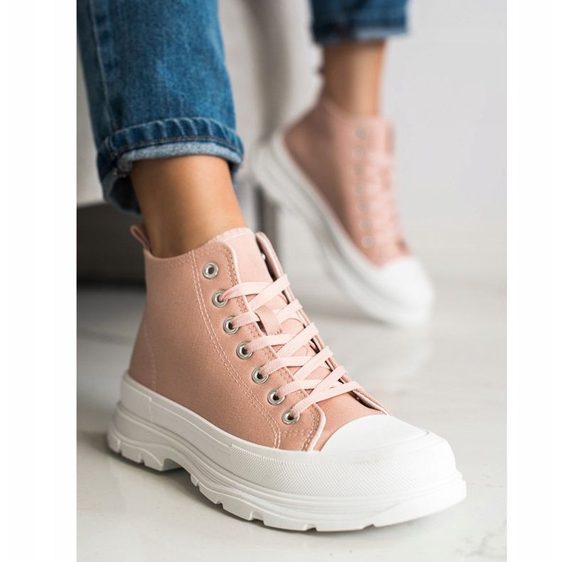 SHELOVET High Sneakers On The Platform pink 2