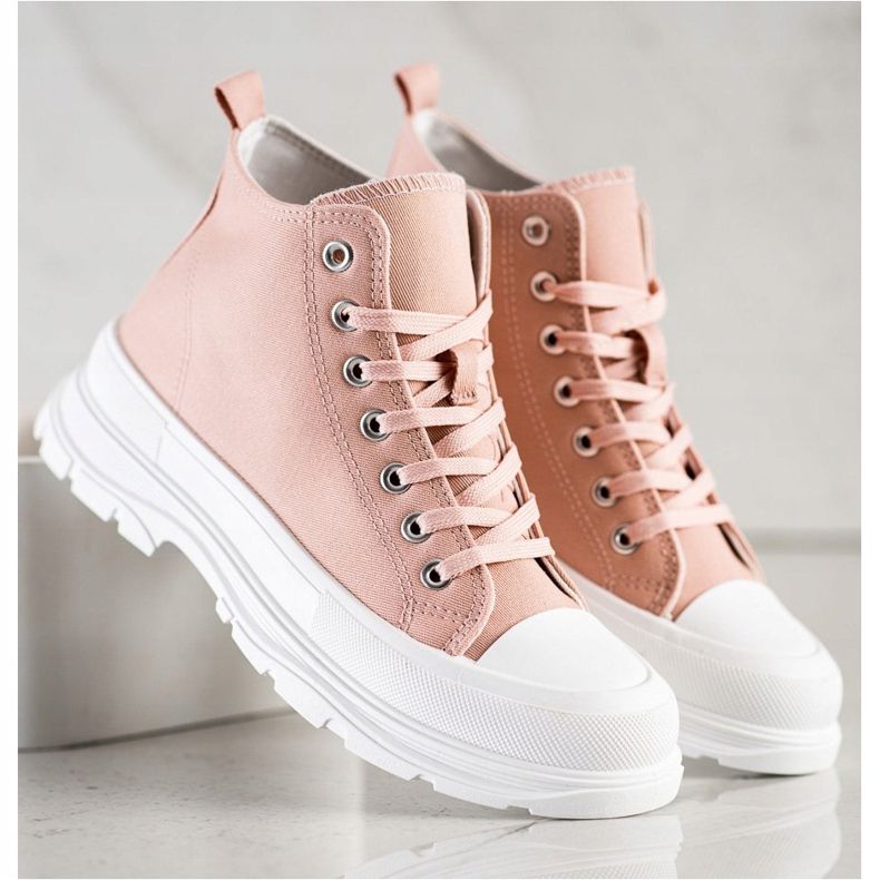 SHELOVET High Sneakers On The Platform pink 1