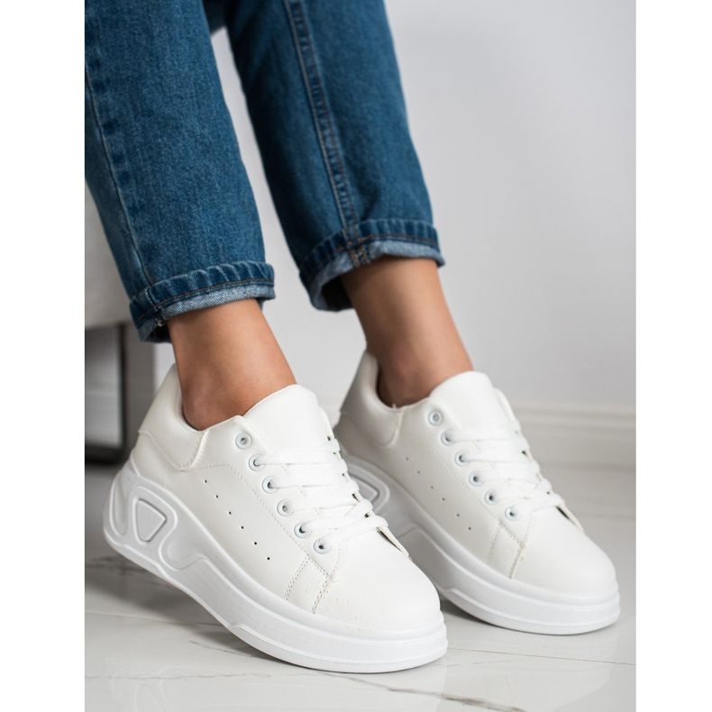 SHELOVET Stylish Eco Leather Sneakers white 1 SHELOVET Stylish Eco Leather Sneakers white 1