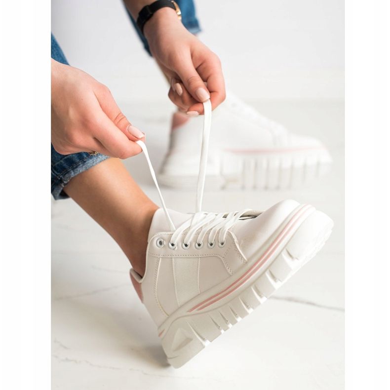 SHELOVET White Sneakers On The Platform 2