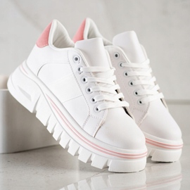 SHELOVET White Sneakers On The Platform 1