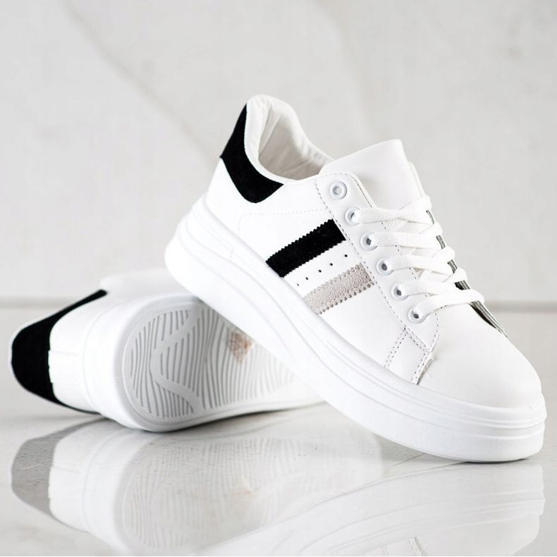 SHELOVET Sneakers With Suede Inserts white 2