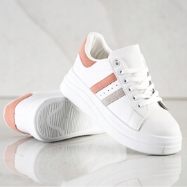 SHELOVET Sneakers With Suede Inserts white 1