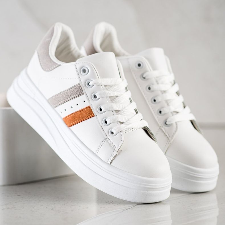 SHELOVET Sneakers With Suede Inserts white 1