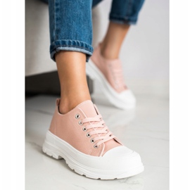 SHELOVET Pink Sneakers On The Platform 1